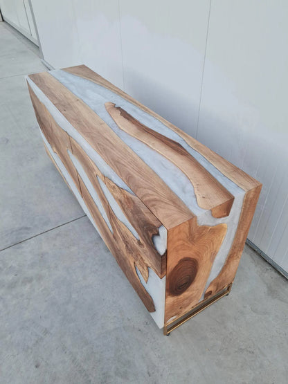 Buffet en bois et époxy bicolore