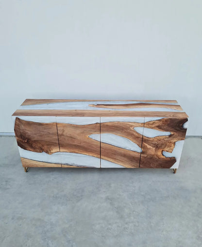 Buffet en bois et époxy bicolore