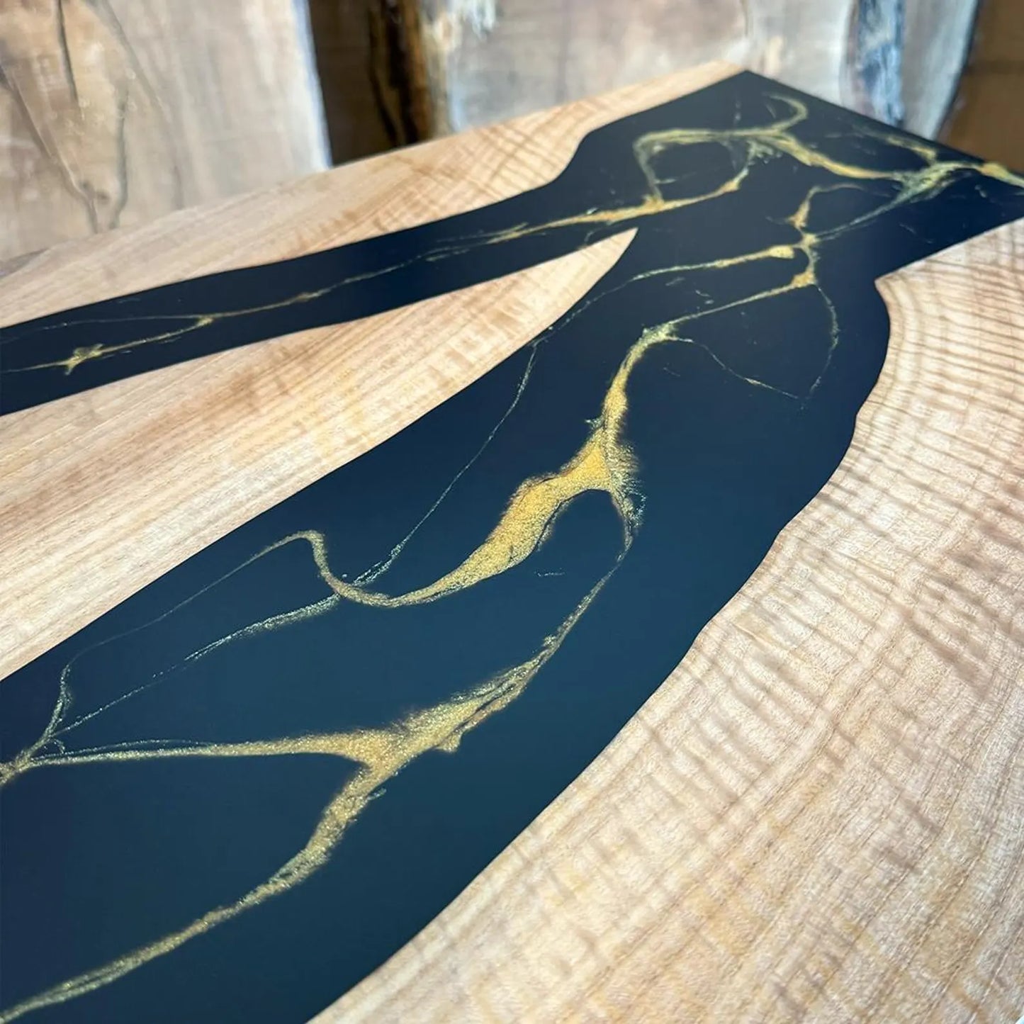 Walnut & Black‑Gold Resin Cabinet