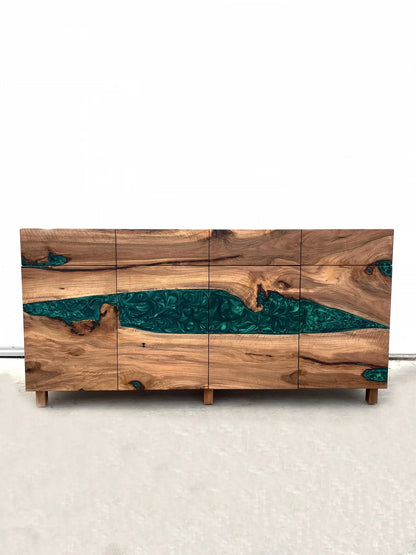 Buffet en bois et époxy bicolore