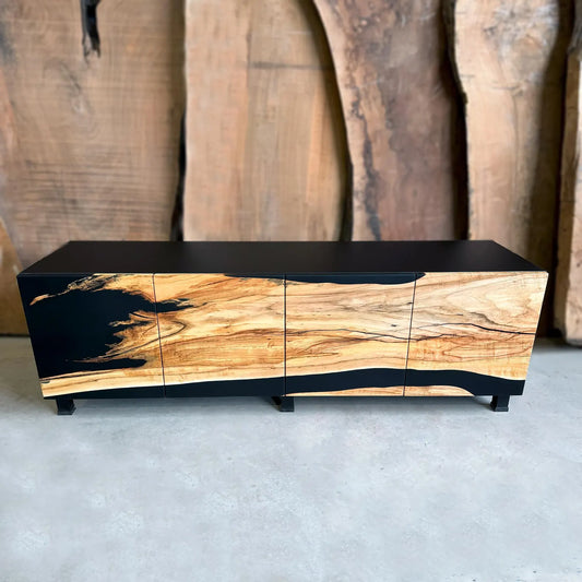 Chestnut Wood & Black Epoxy Credenza