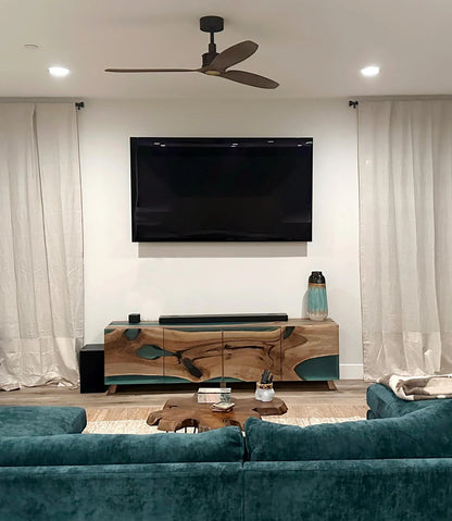 Buffet en bois et époxy bicolore