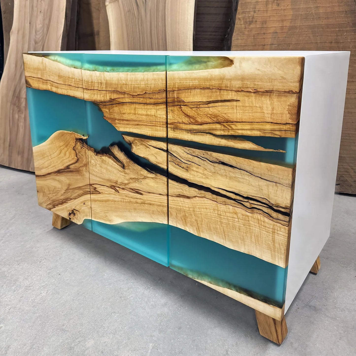 Chestnut & Teal Epoxy Sideboard