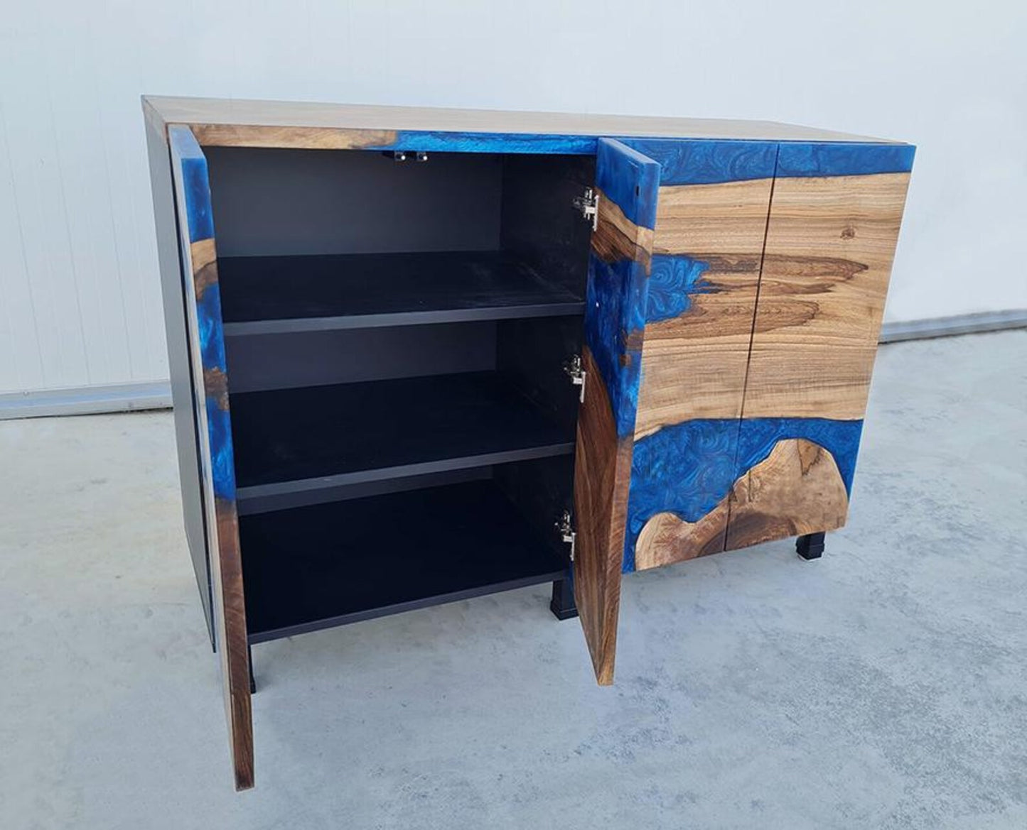 Blue Epoxy Wine Storage Buffet Cabinet With Doors