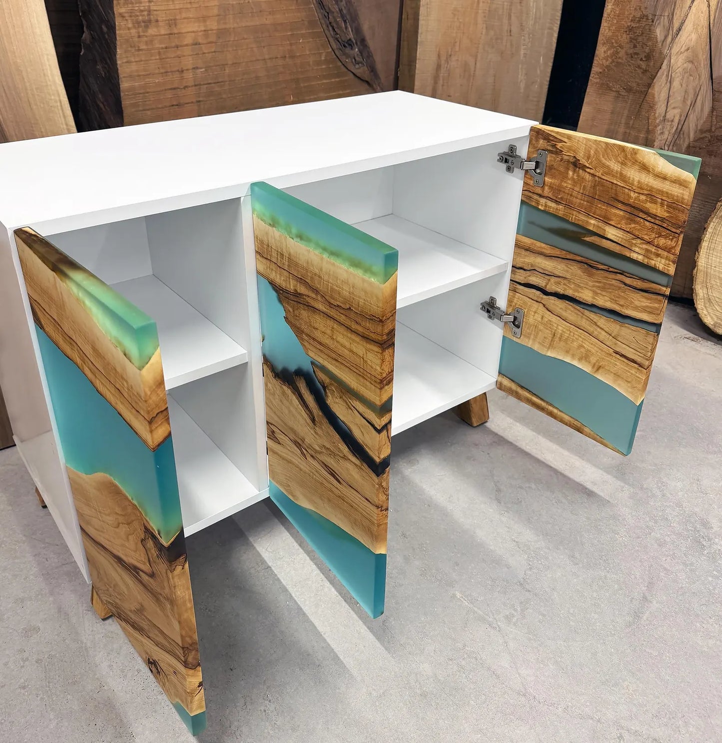 Chestnut & Teal Epoxy Sideboard