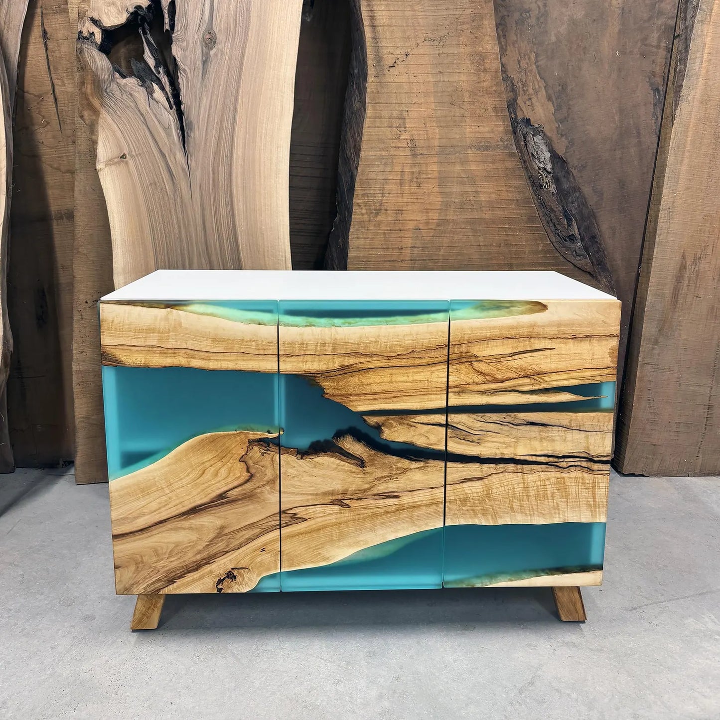 Chestnut & Teal Epoxy Sideboard