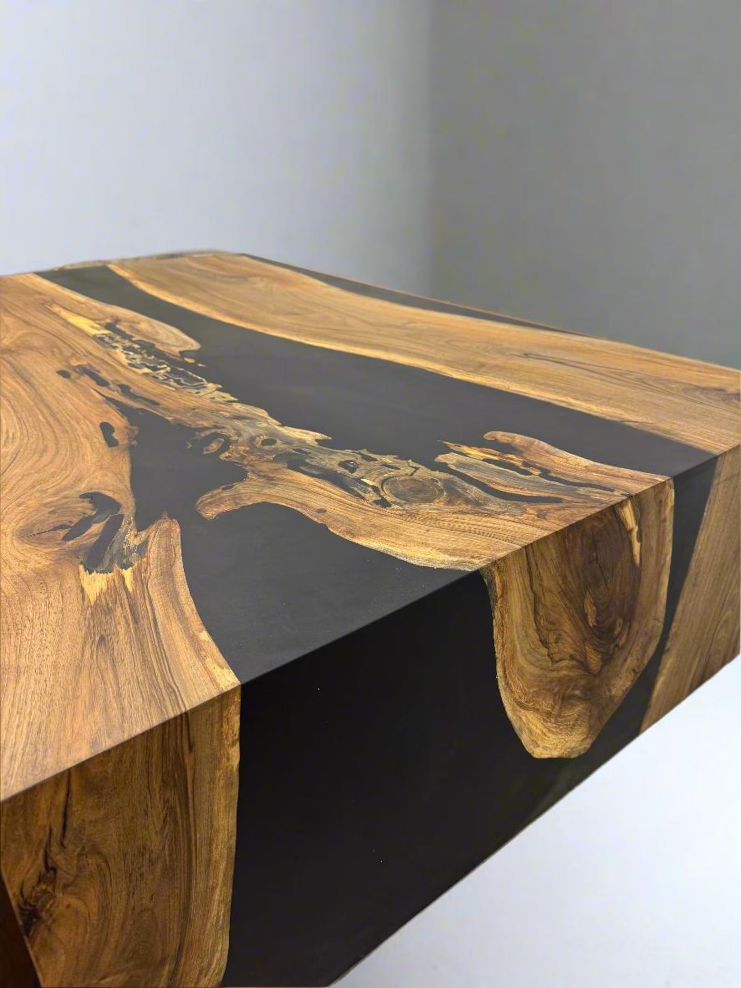 Custom Epoxy Black Waterfall Coffee Table