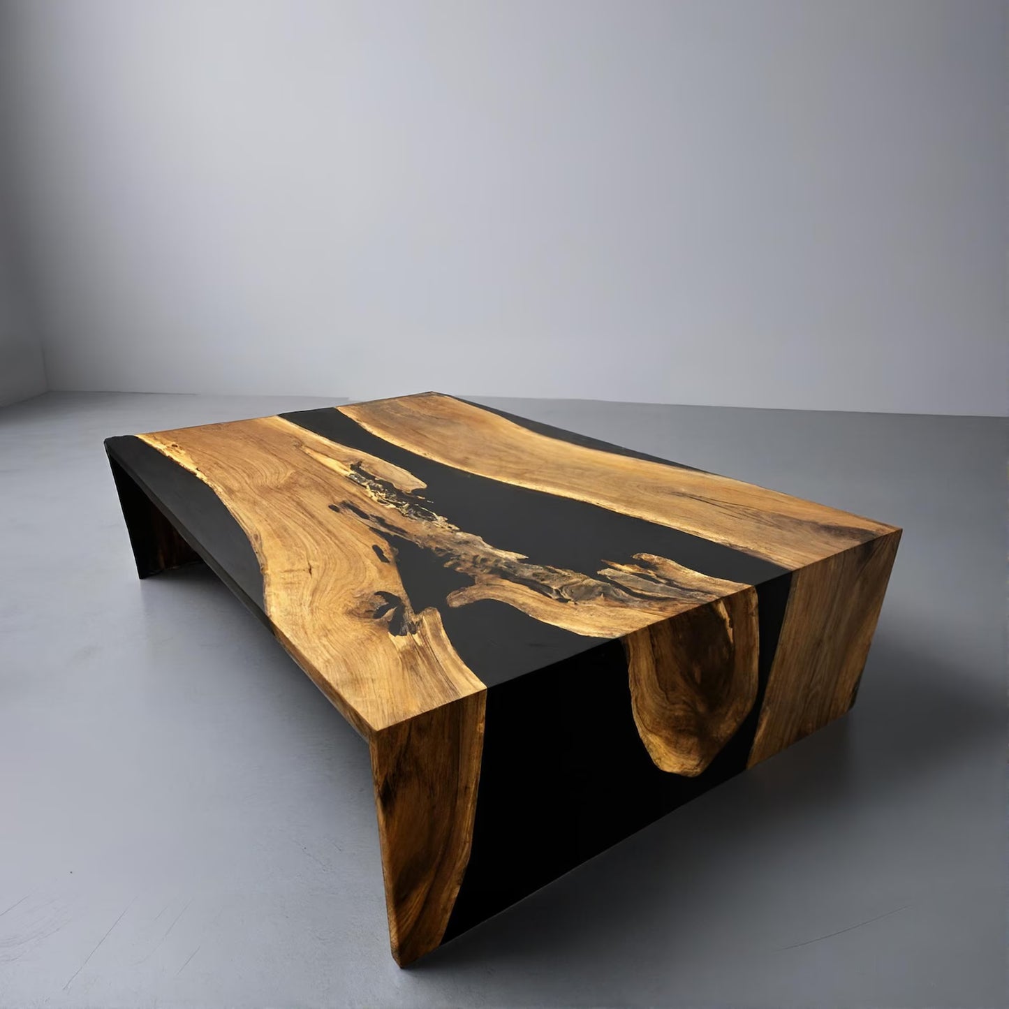 Custom Epoxy Black Waterfall Coffee Table