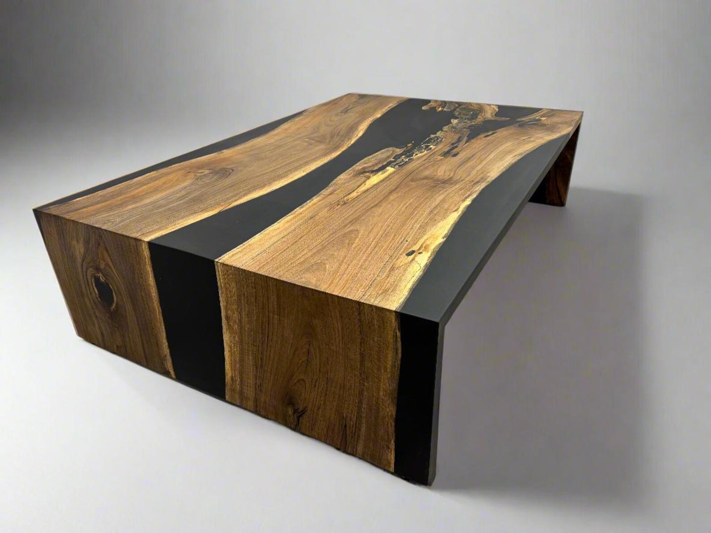 Custom Epoxy Black Waterfall Coffee Table
