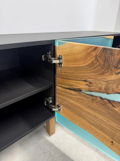 Buffet en bois et époxy bicolore