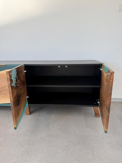 Buffet en bois et époxy bicolore