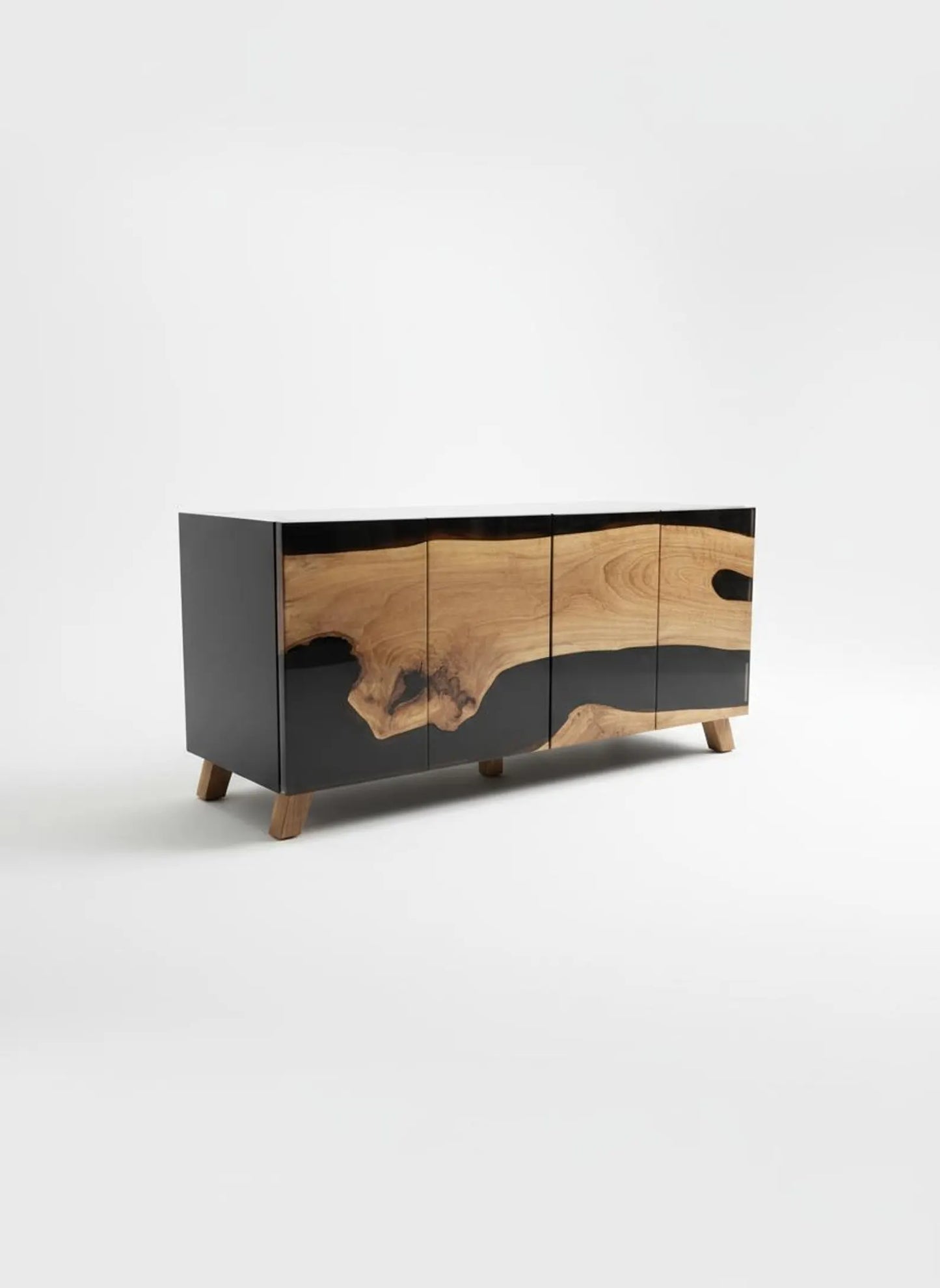 Buffet en bois et époxy bicolore