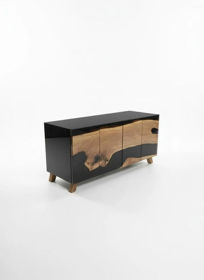 Buffet en bois et époxy bicolore