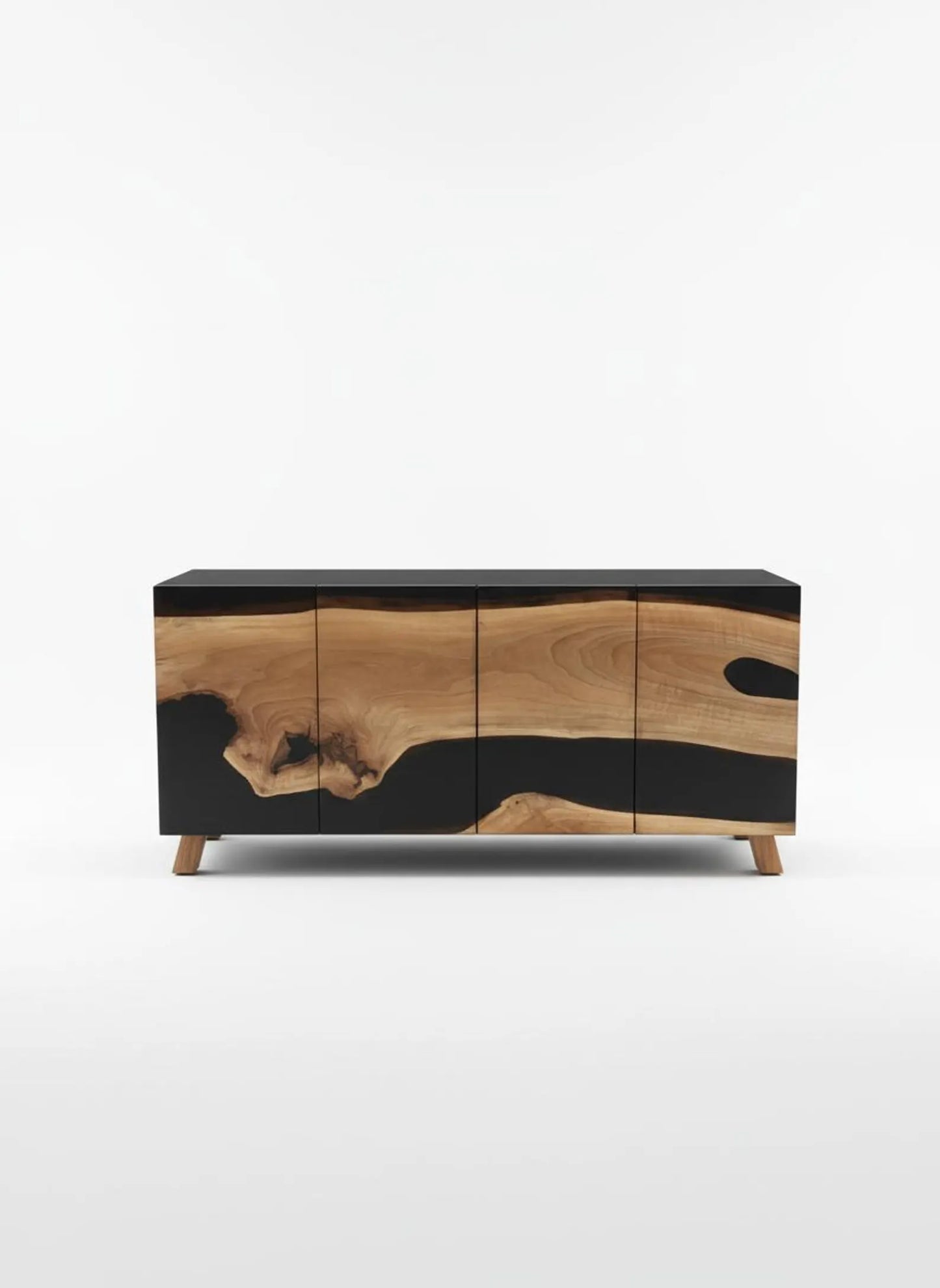 Buffet en bois et époxy bicolore