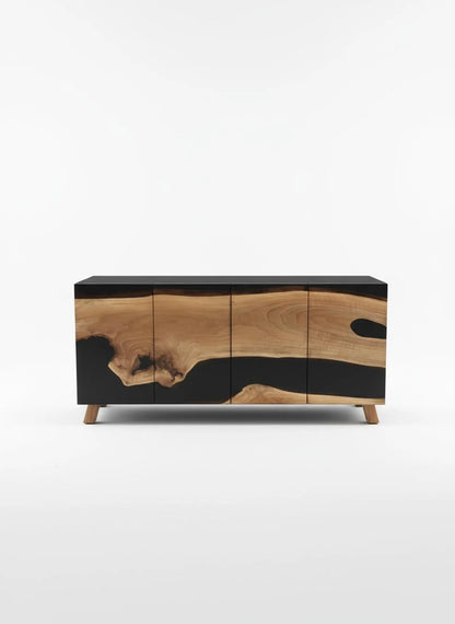Buffet en bois et époxy bicolore