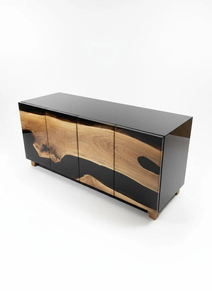 Buffet en bois et époxy bicolore