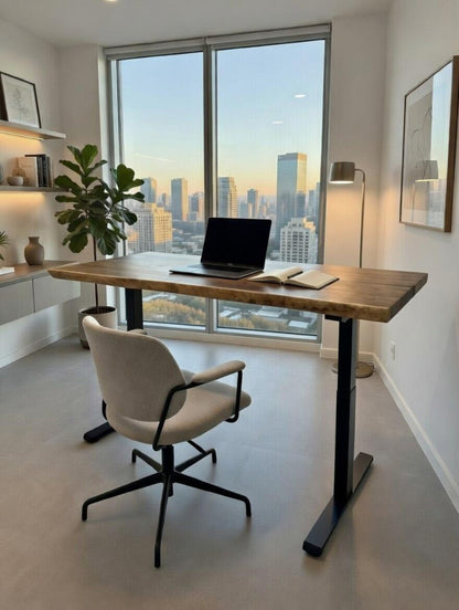 Bureau en dalles à bords bruts en bois massif
