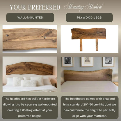 60" Walnut Live‑Edge Headboard