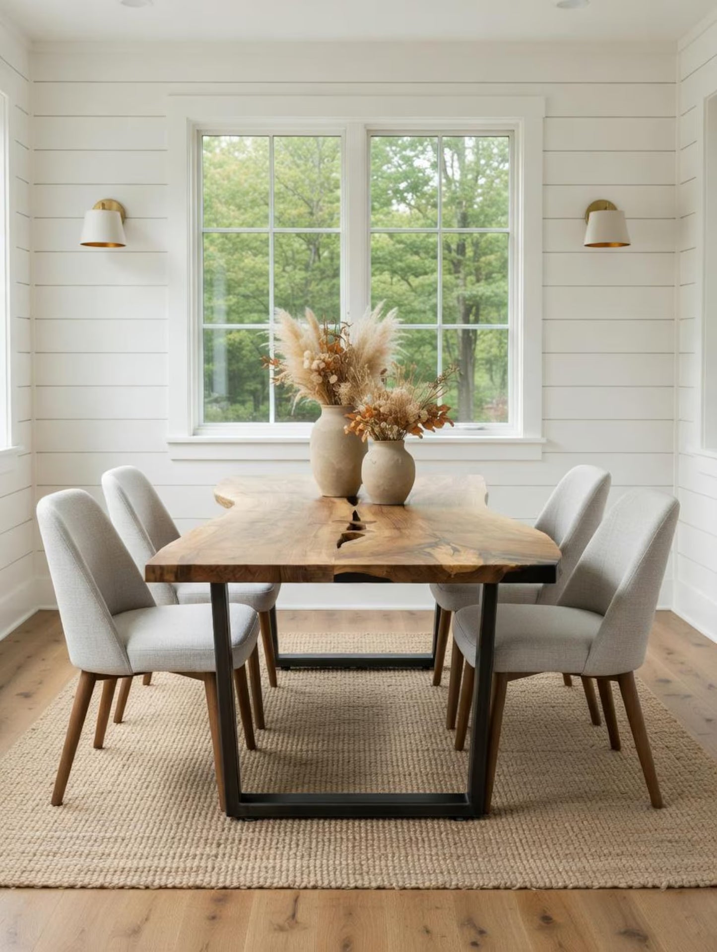 Table en bois de noyer et époxy noir transparent